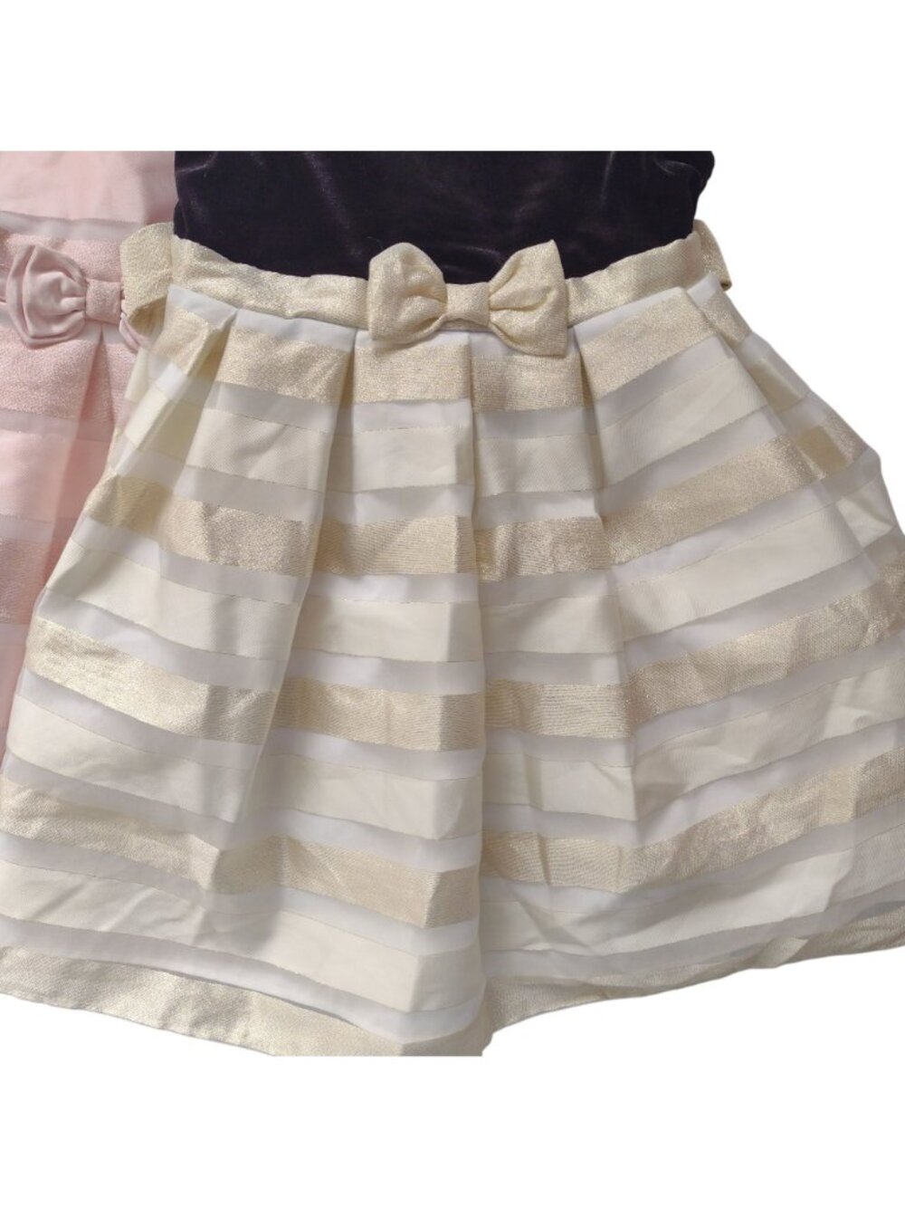 Jona Michelle Girls Set of 2 Party Dresses 4T Bow Glitter Stripes Poofy Dress - Picture 4 of 12
